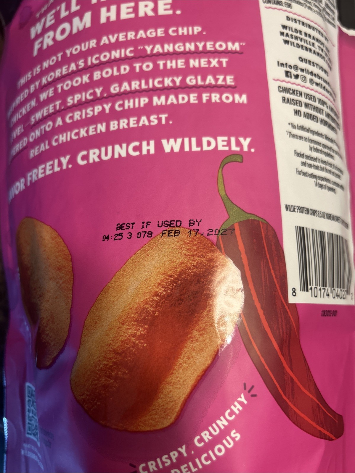 Wilde Protein Chips Korean Sweet & Spicy Flavor, 8.5 oz – 10g Protein