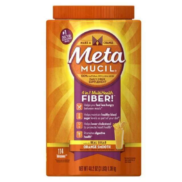 Metamucil 4 in 1 Multi Health Fiber 48.2oz Supplement Orange Smooth Powder – 114