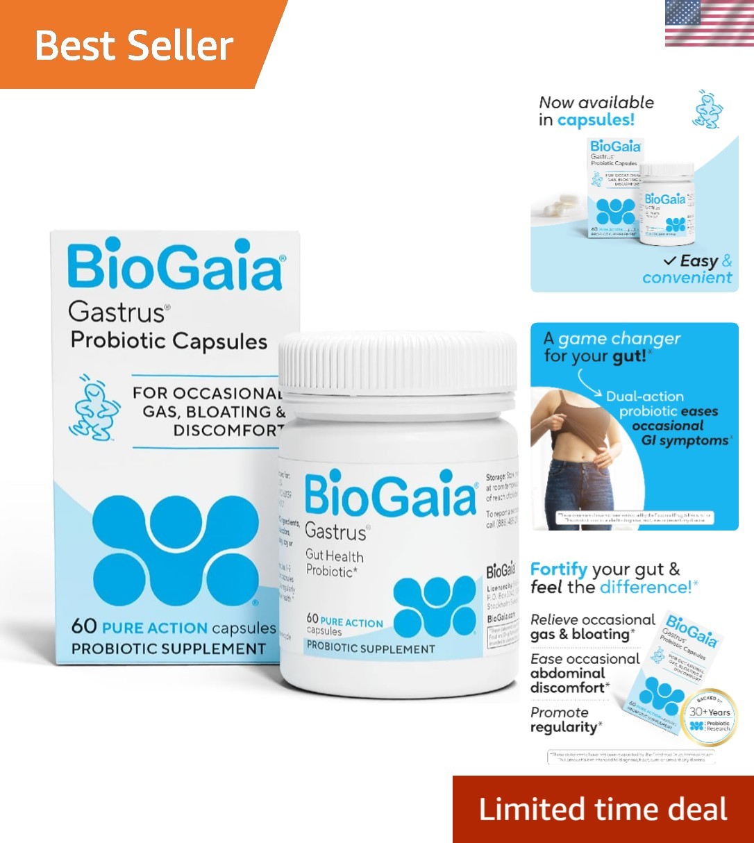 60 Count Probiotic Capsules for Balanced Gut Health & Enhanced Quality of Life