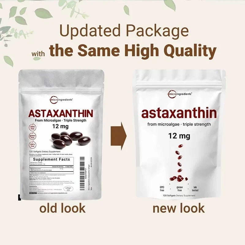 NEW Micro Ingredients Astaxanthin 12mg, 120 softgels, tanning pills, Strength-*