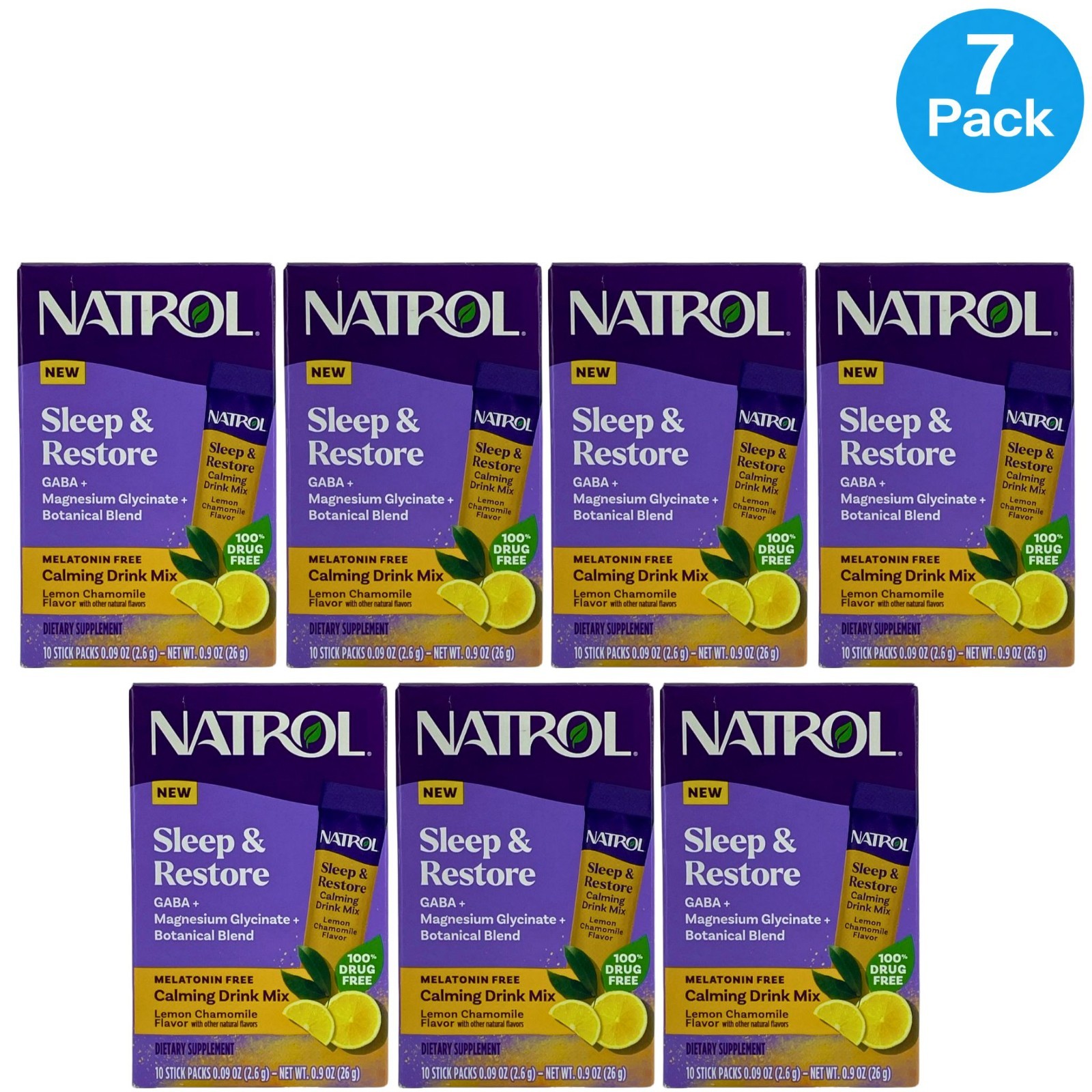 Natrol Sleep & Restore Calming Drink Mix 10 Sticks 7 Pack Exp 01/2026