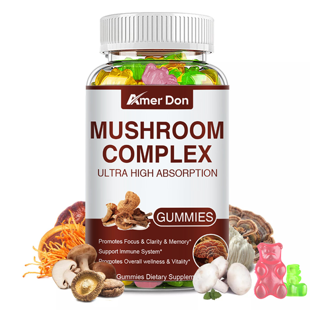 Mushroom Extract Complex Gummies Lions Mane Chaga Reishi Focus Memory Immunity