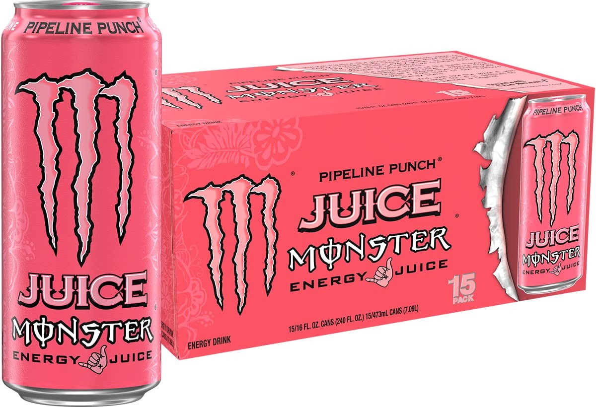 Monster Energy Juice Pipeline Punch, Energy + Juice, Energy Drink Pack of 15