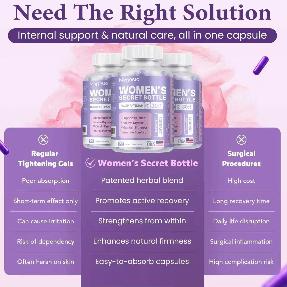 LUXRY NEW Women’S Secret Bottle-60 Tablets -Healthcare Kacip Fatimah 1kMG