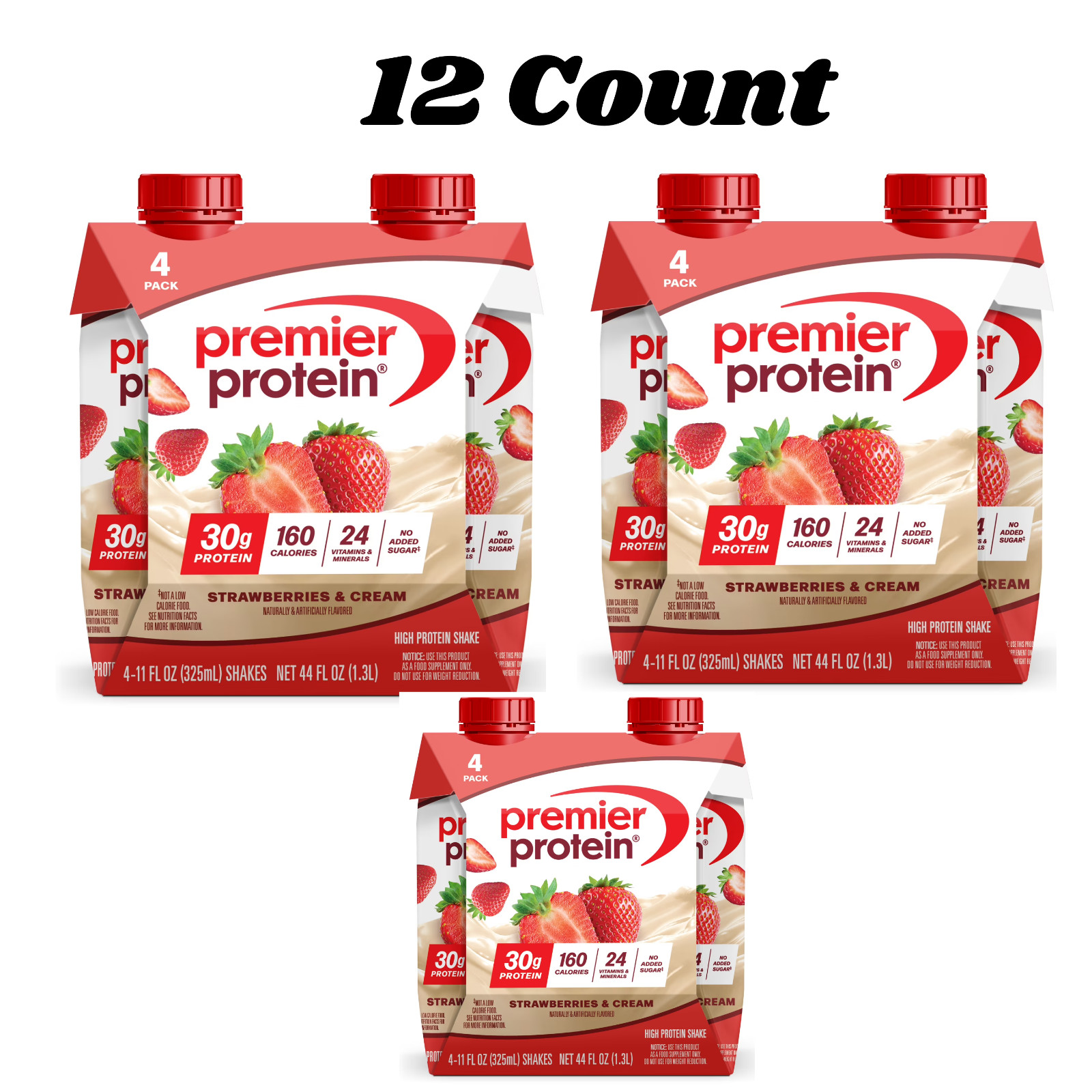 Premier Protein Shake, Strawberries & Cream, 30g Protein, 11 fl oz, 12 ct…