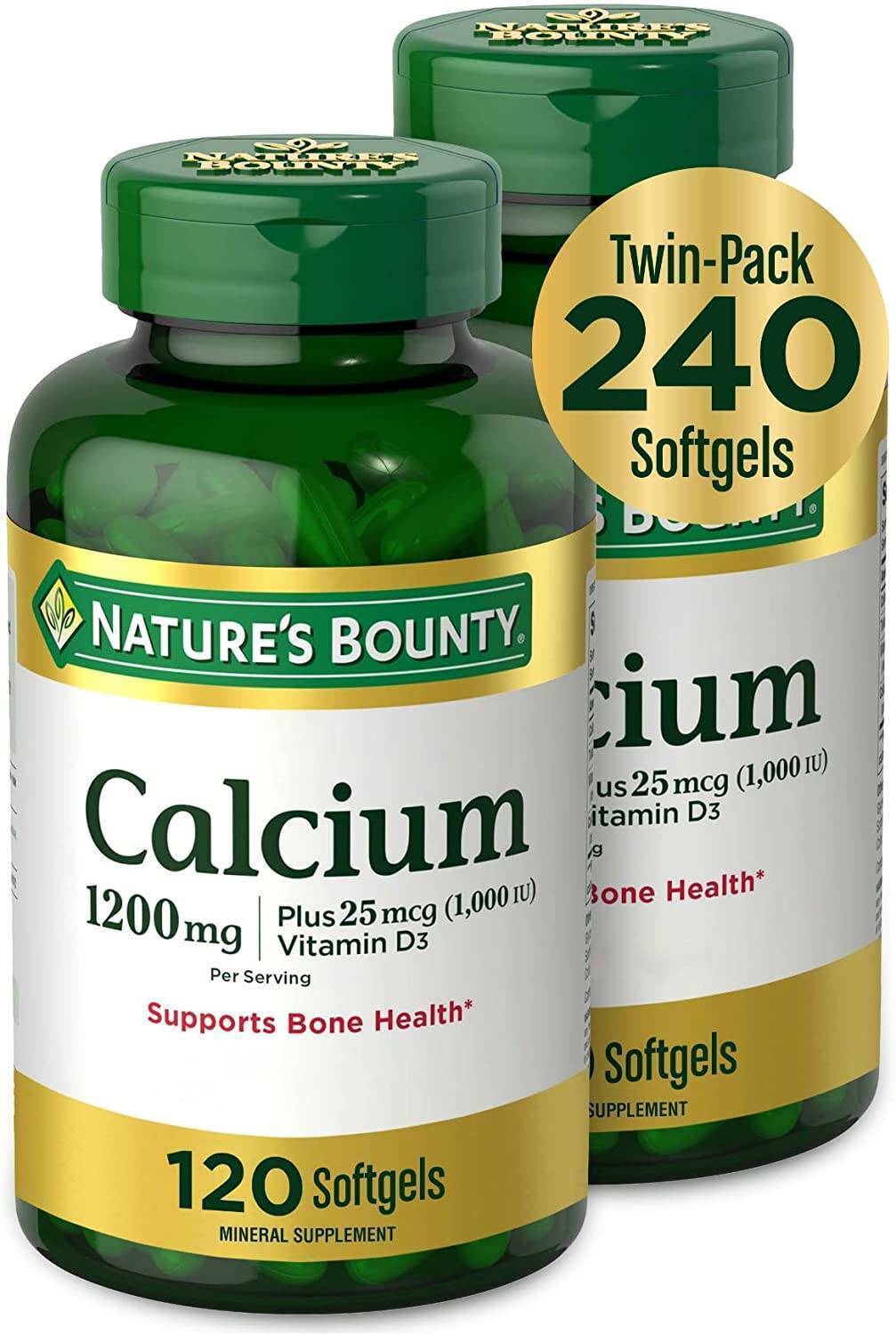 Calcium 1200 Mg & Vitamin D3 1000 IU Immune Support Bone Health, 240 Softgels