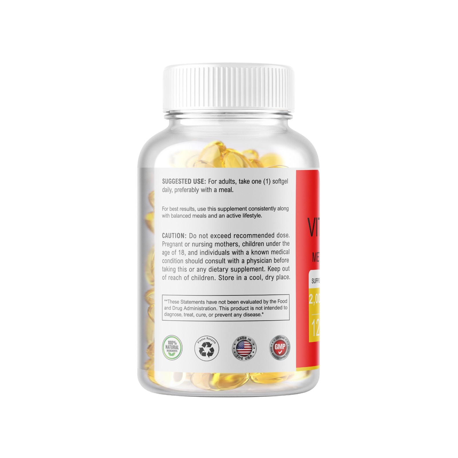 360 Softgels Vitamin B12 Methylcobalamin – 2000mcg USA Made Non-GMO