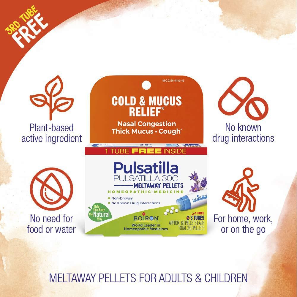 1/28 Boiron Pulsatilla 30C Homeopathic Medicine for Relief from Cold, Nasal Cong