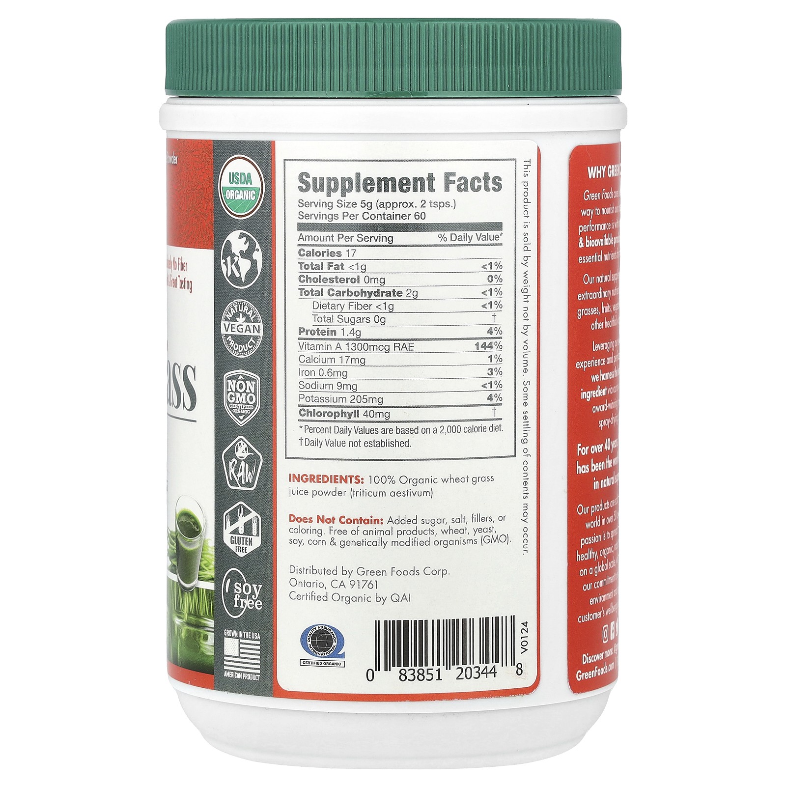 Organic and Raw, Wheatgrass Shots, 10.6 oz (300 g)