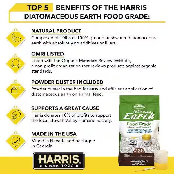 Harris 10.5 lbs. Diatomaceous Earth Food Grade 100% with 21 lbs. Powder 2-Pack