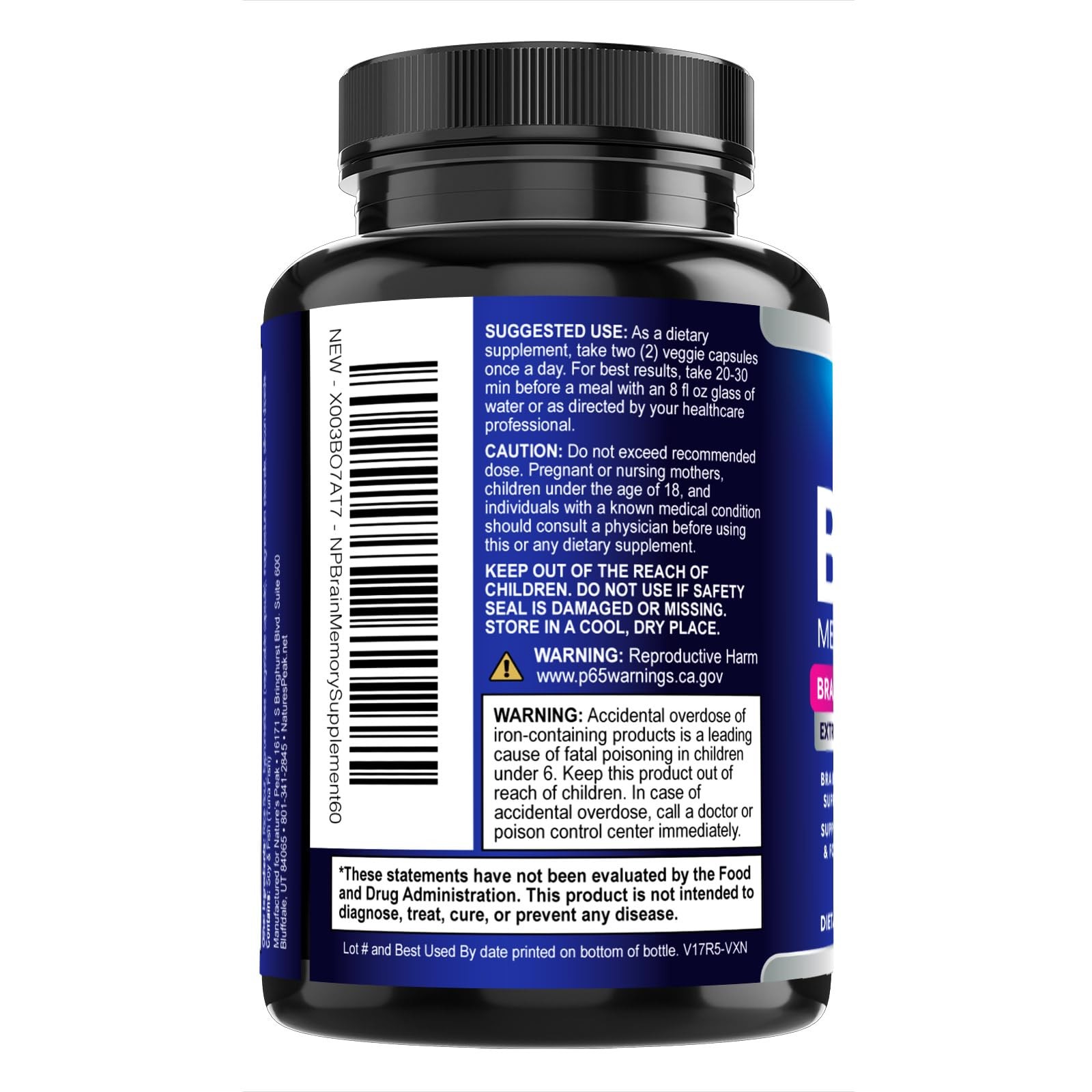 Brain Memory Supplement Pills – 3X Strength Nootropics 60 Count (Pack of 1)