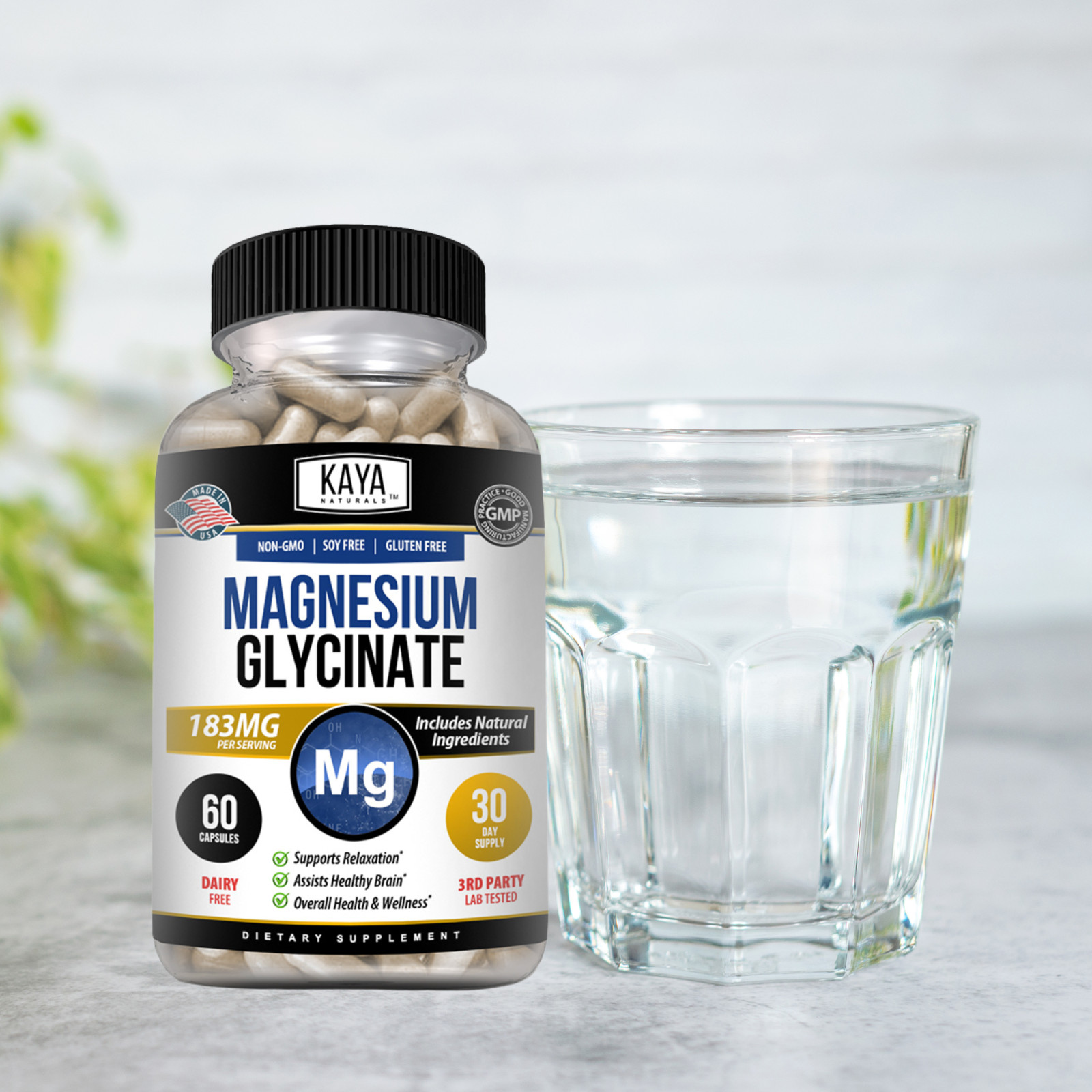 (2 Pack) Magnesium Glycinate RLS Sleep Aid, Anti Cramp, Joint & Bone Support