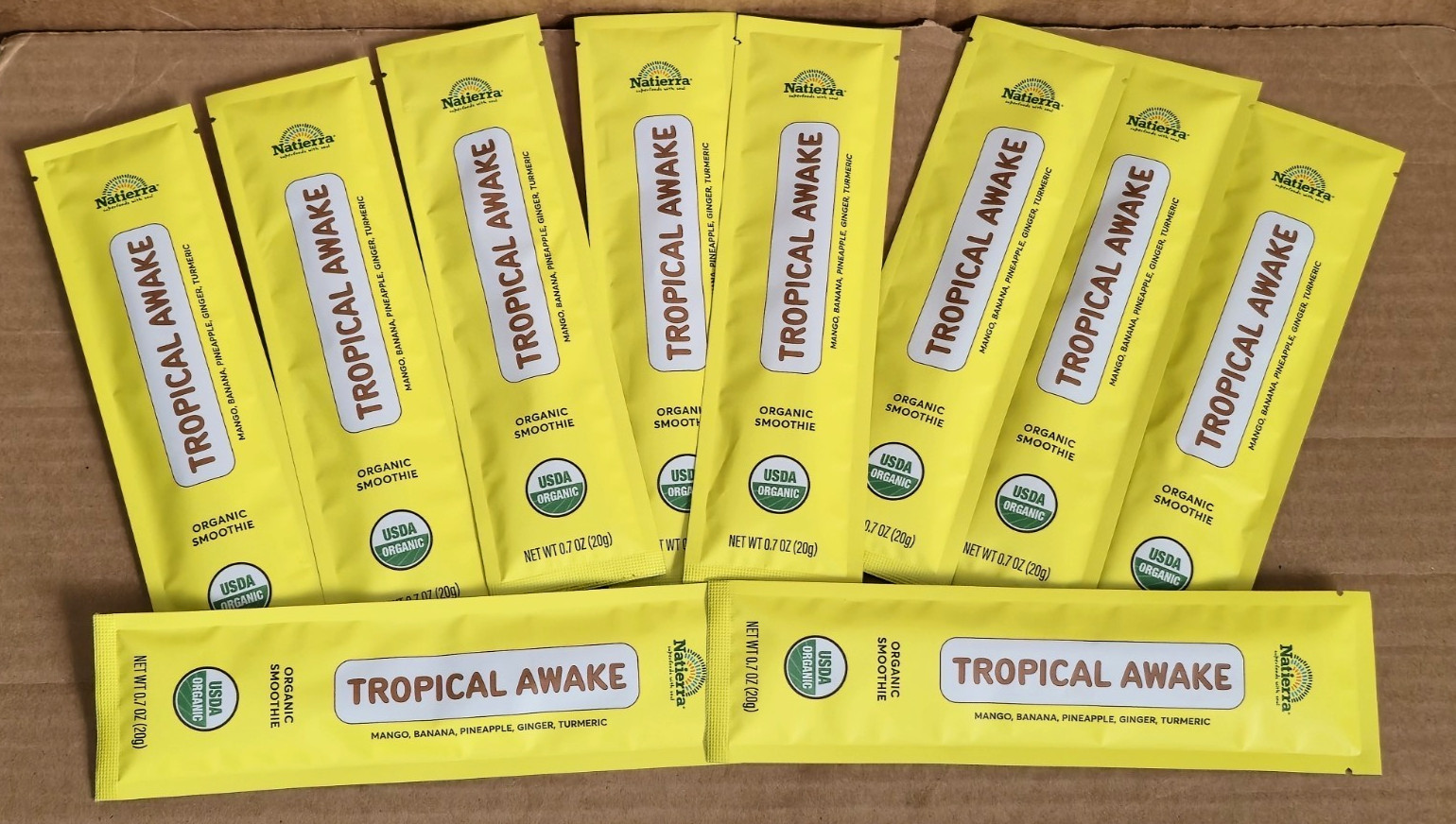 Natierra Tropical Awake Organic Smoothie Powder – 10 Pouches (0.7oz each) 05/27