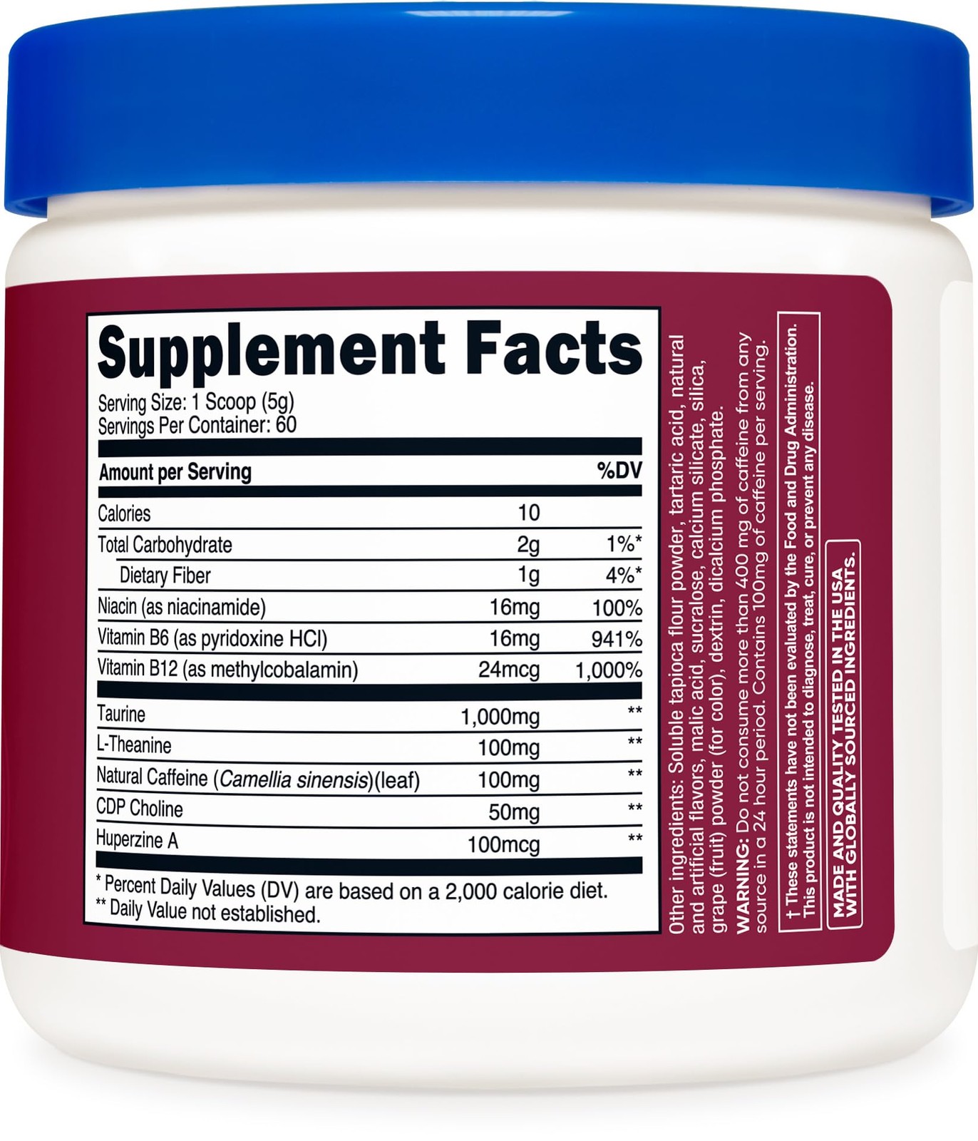 Nutricost Energy Drink Powder Grape 60 Servings – Pre Workout Supplement