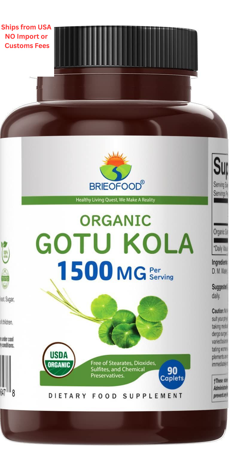 Brieofood Organic Gotu Kola 1500mg, 45 Servings, 90 Count (Pack of 1)