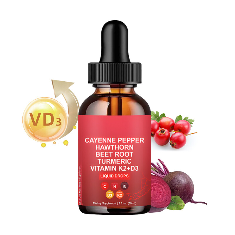 Advanced Cayenne Pepper Hawthorn Beet Root Turmeric Vitamin K2+D3 Drops Suppleme