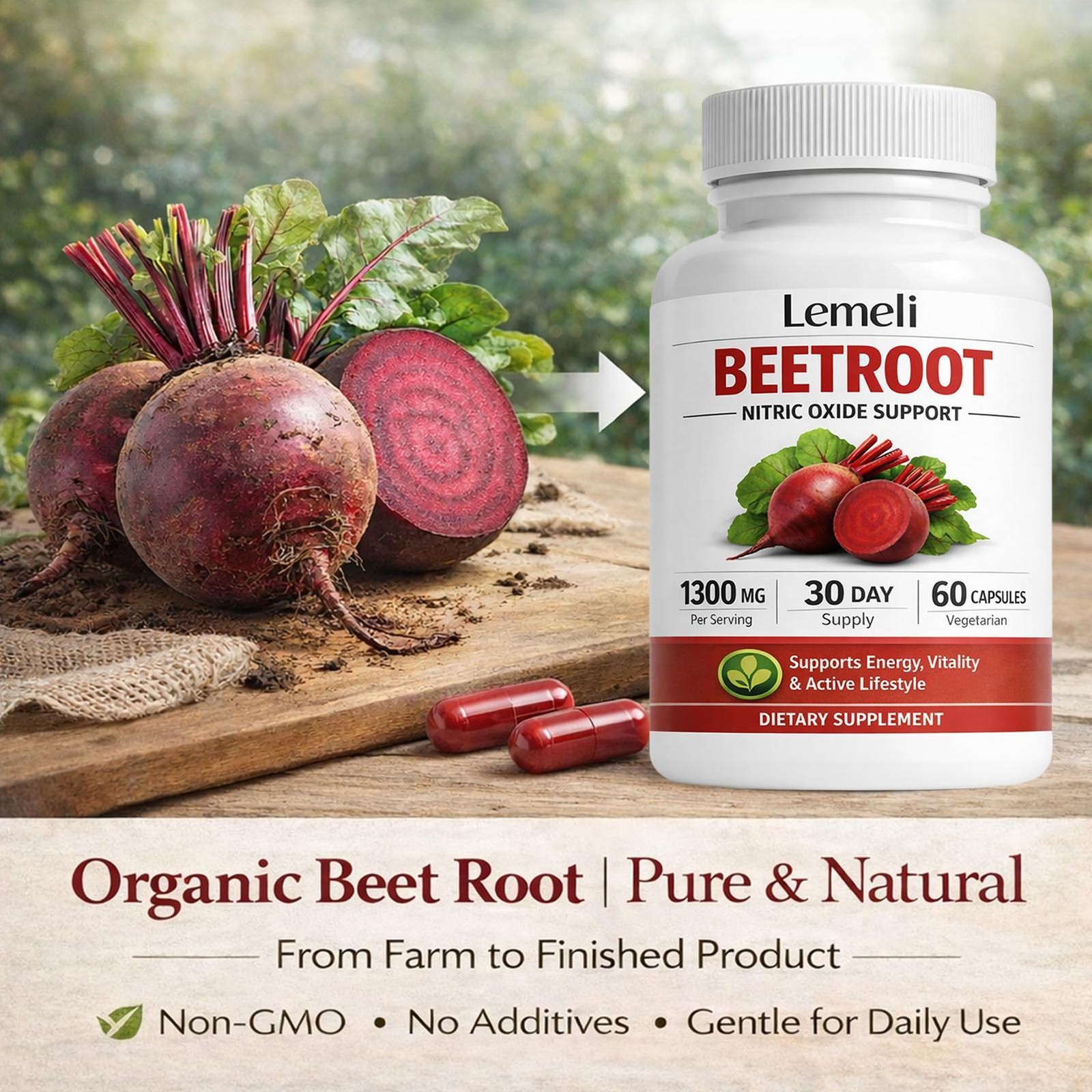 Capsules 1300mg, Lemeli Beet Root 60Capsules Supplement Extract Lemeli Beetroot