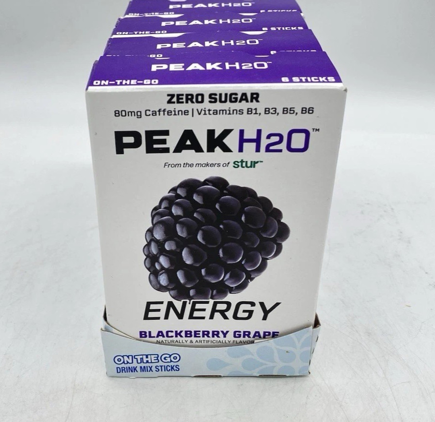 Stur PEAK H2O Energy Blackberry Grape w/ Caffeine 0.1 oz BB 07/27 24ct