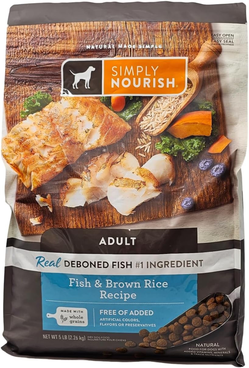 Simply Nourish Adult Fish and Brown Rice Dry Dog Food,1-5 Pound Bag