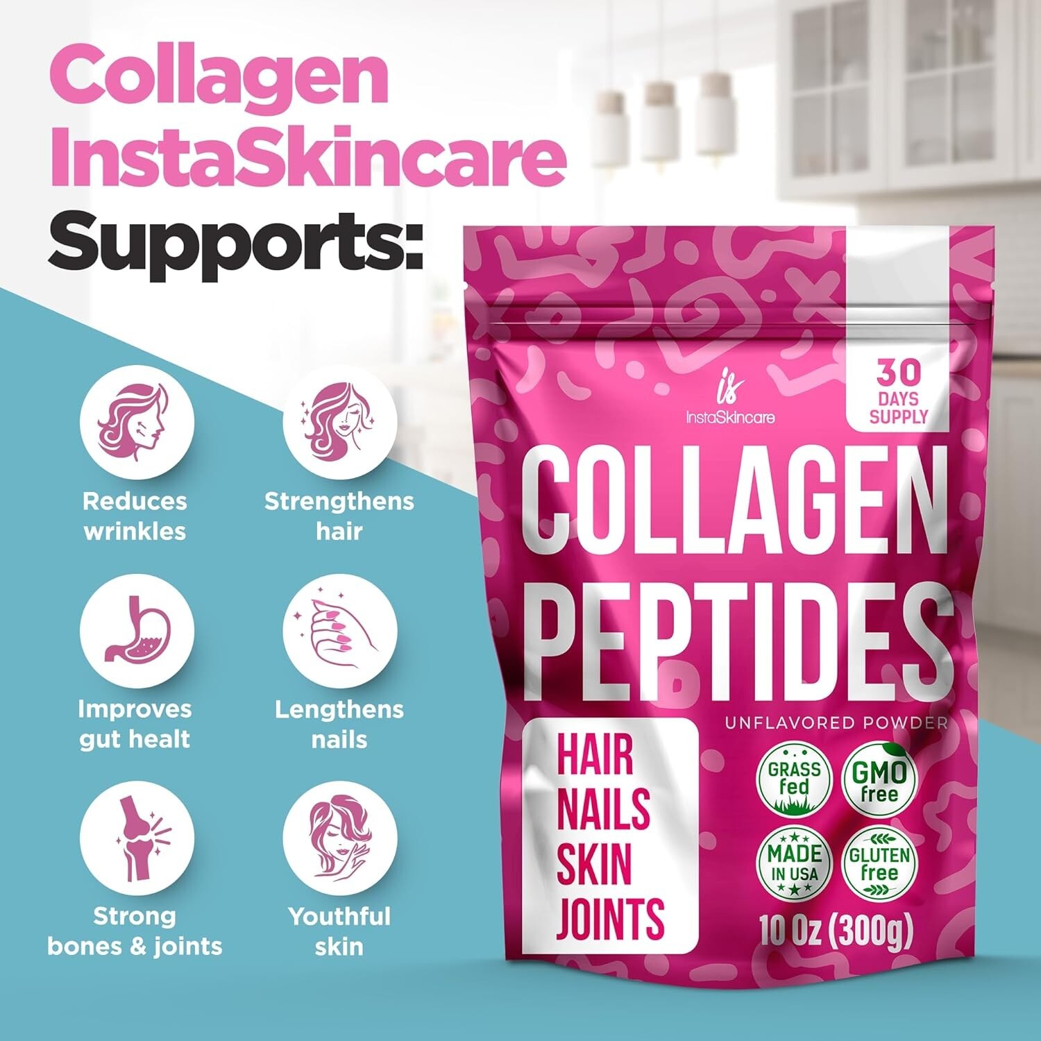 Collagen Peptides Powder for Women Collagen Protein Unflavored Types I&III 10oz
