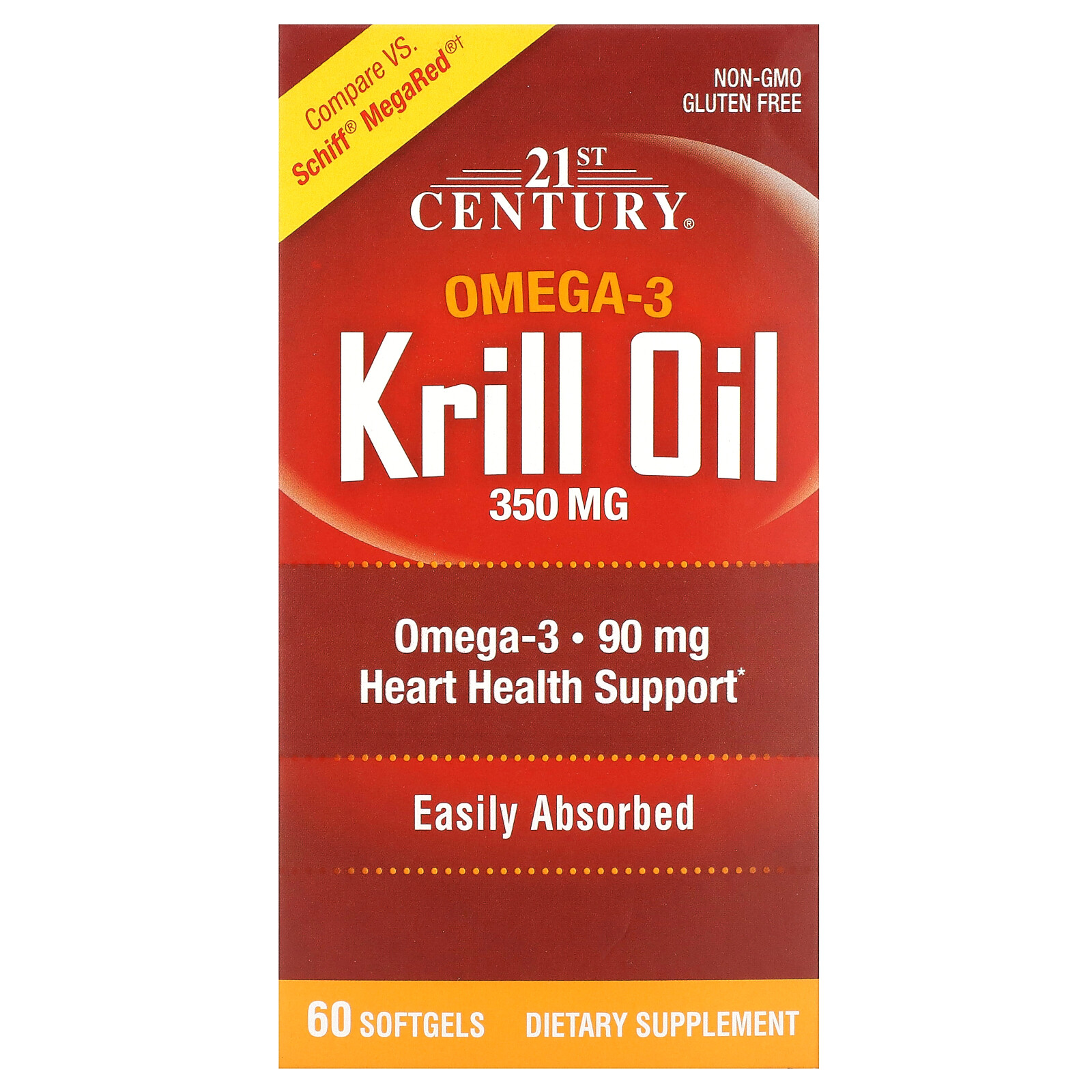 21st Century Krill Oil 300 mg 60 Softgels No Artificial Flavors,