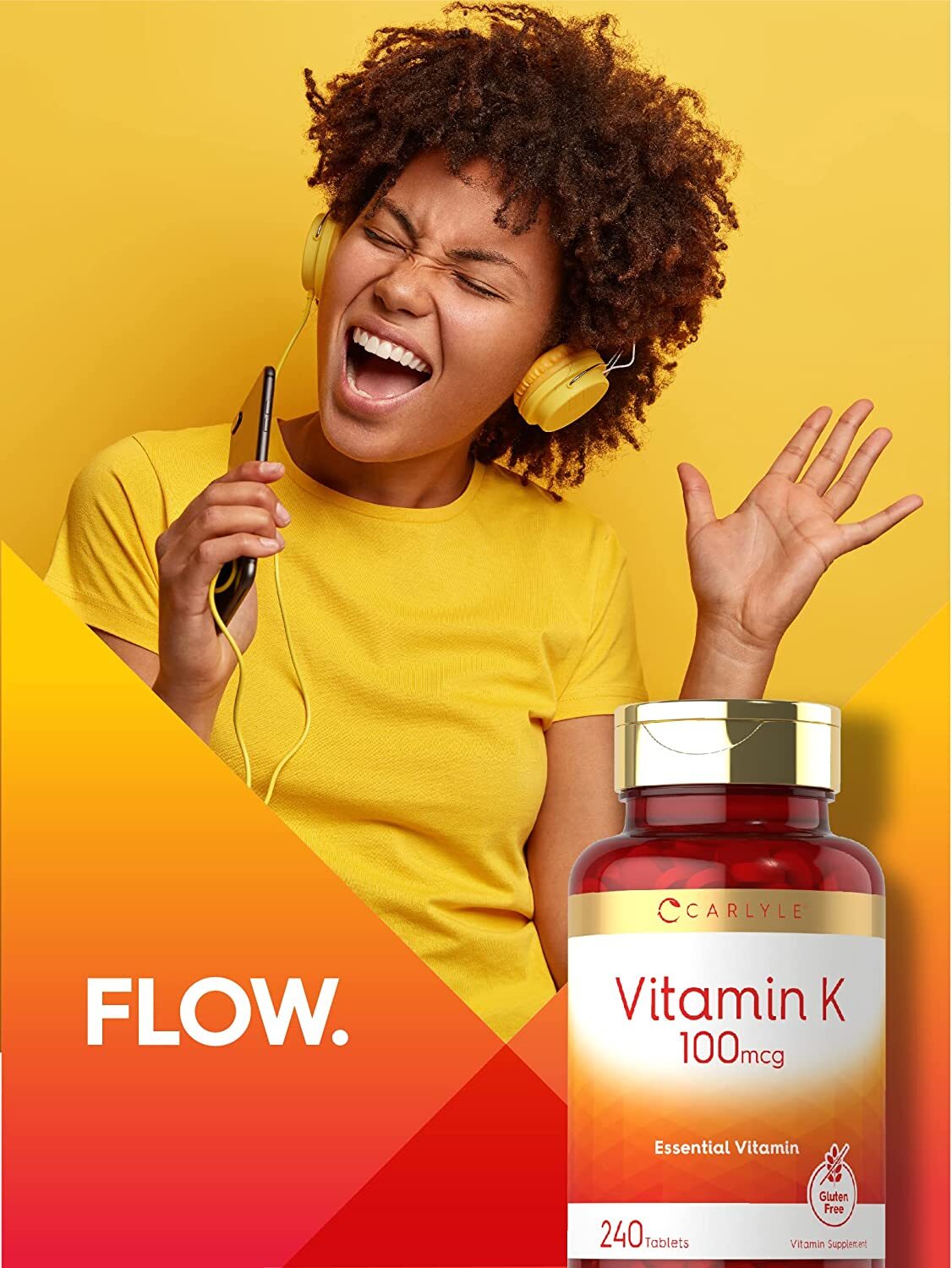 Vitamin K 100mcg | 240 Tablets | Vegetarian, Non-GMO Supplement | by Carlyle