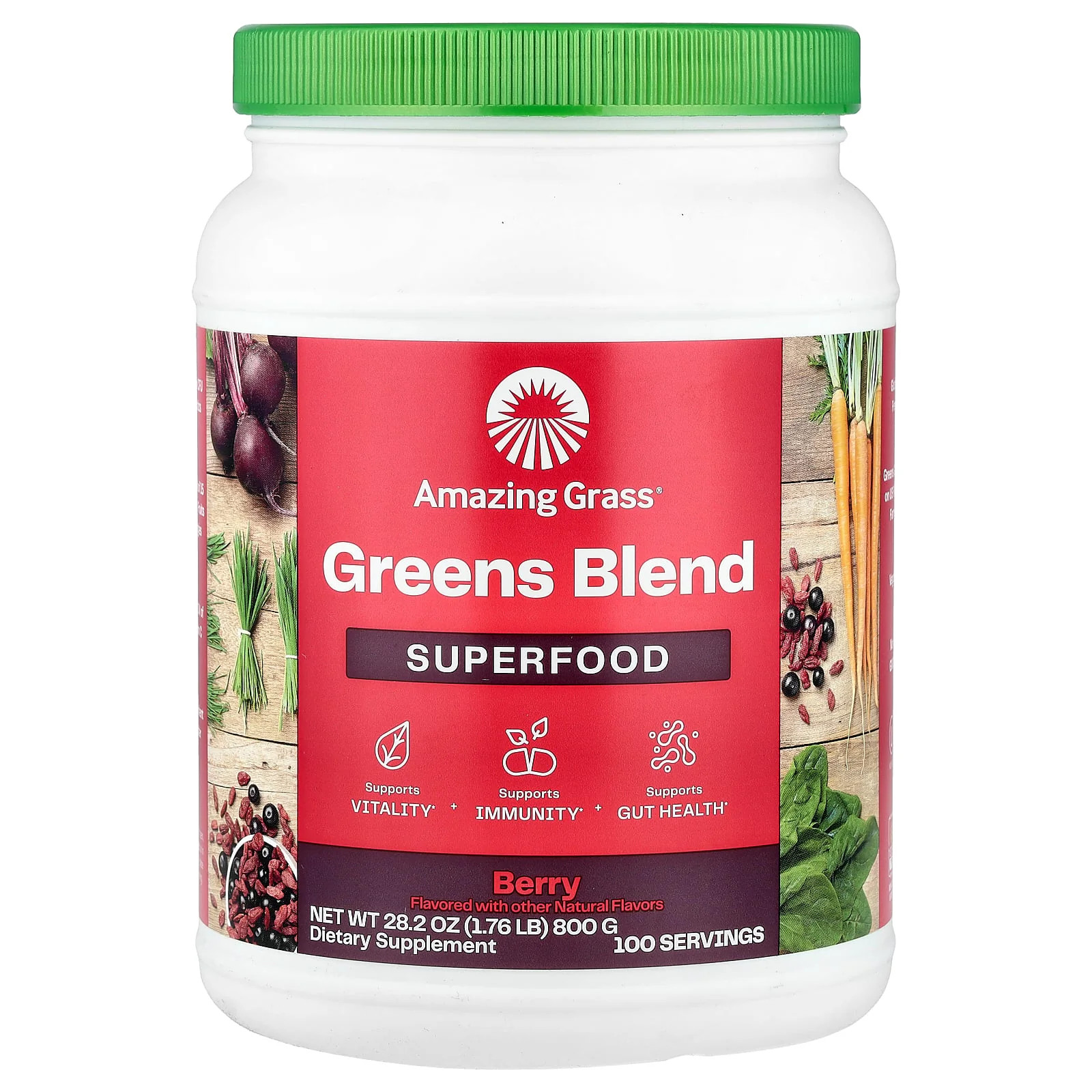 2 X Amazing Grass, Greens Blend Superfood, Berry, 1.76 lb (800 g)