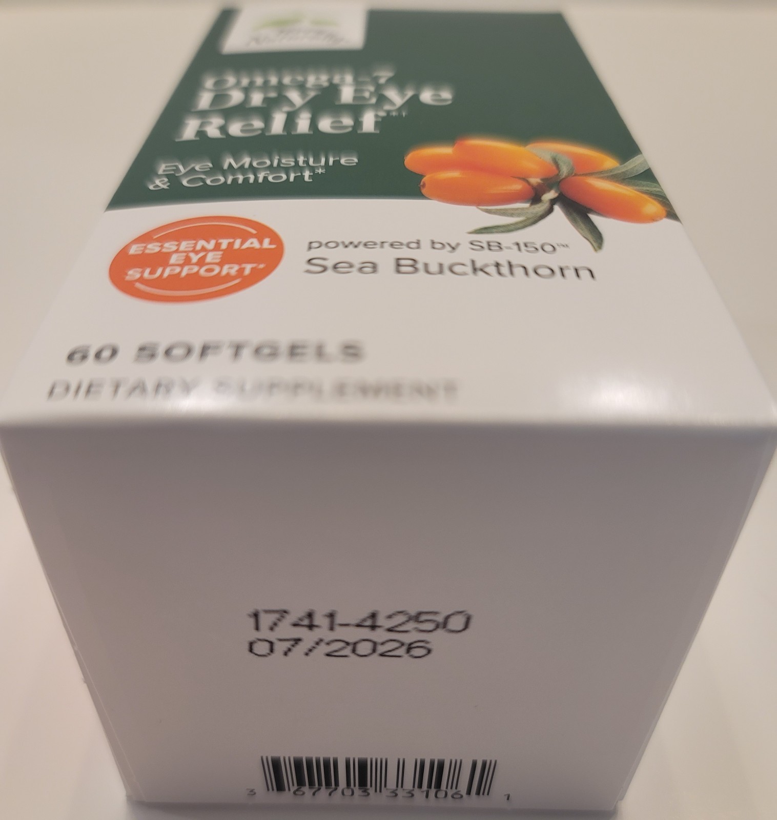Terry Naturally Omega-7 Dry Eye Relief Lot of 3=180 Softgels Exp. 07/2026