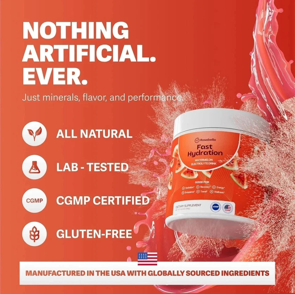 Watermelon Rosabella Electrolyte Drink Powder For Fast Hydration Drink 5.6oz