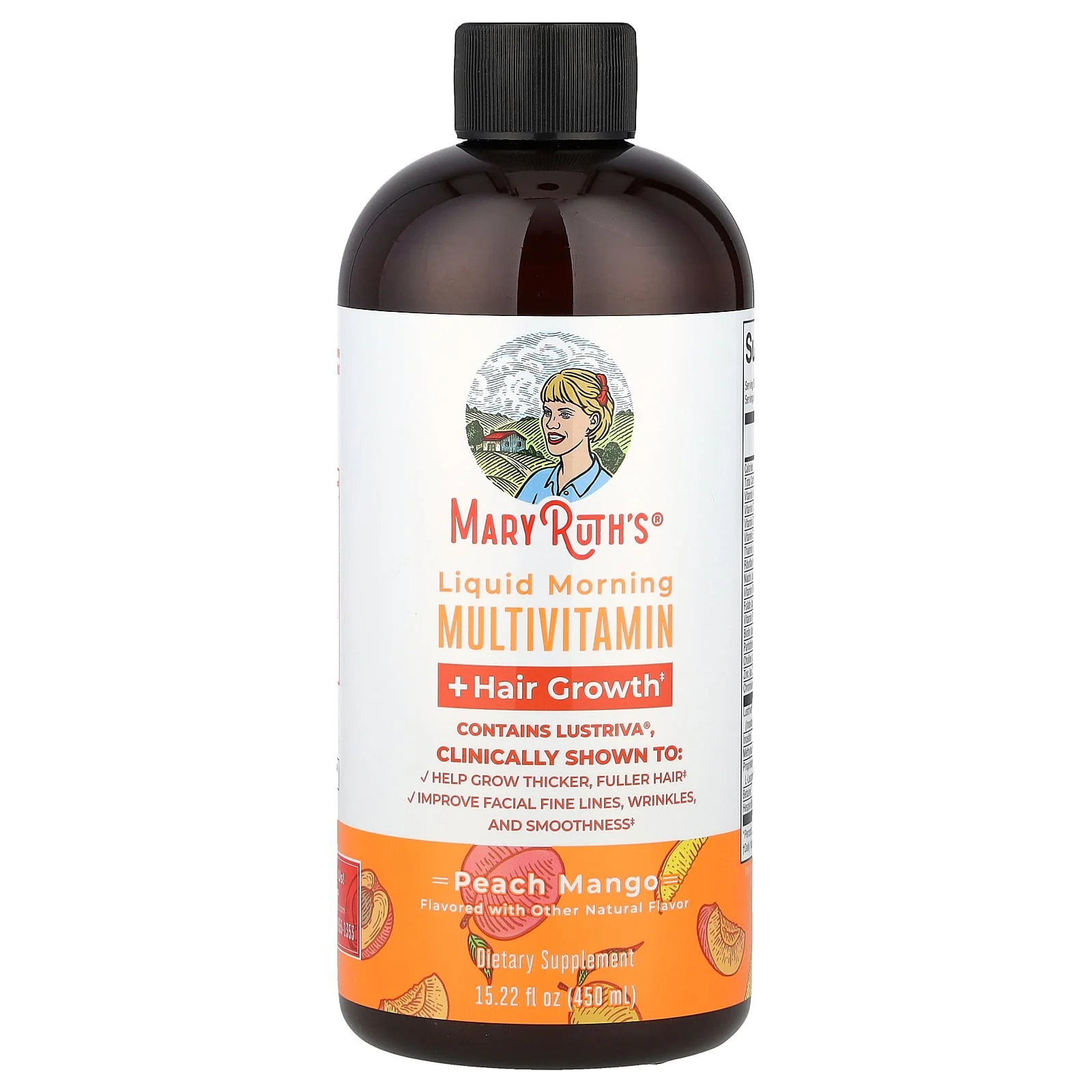 2 X MaryRuth’s, Liquid Morning Multivitamin + Hair Growth, Peach Mango, 15.22 f