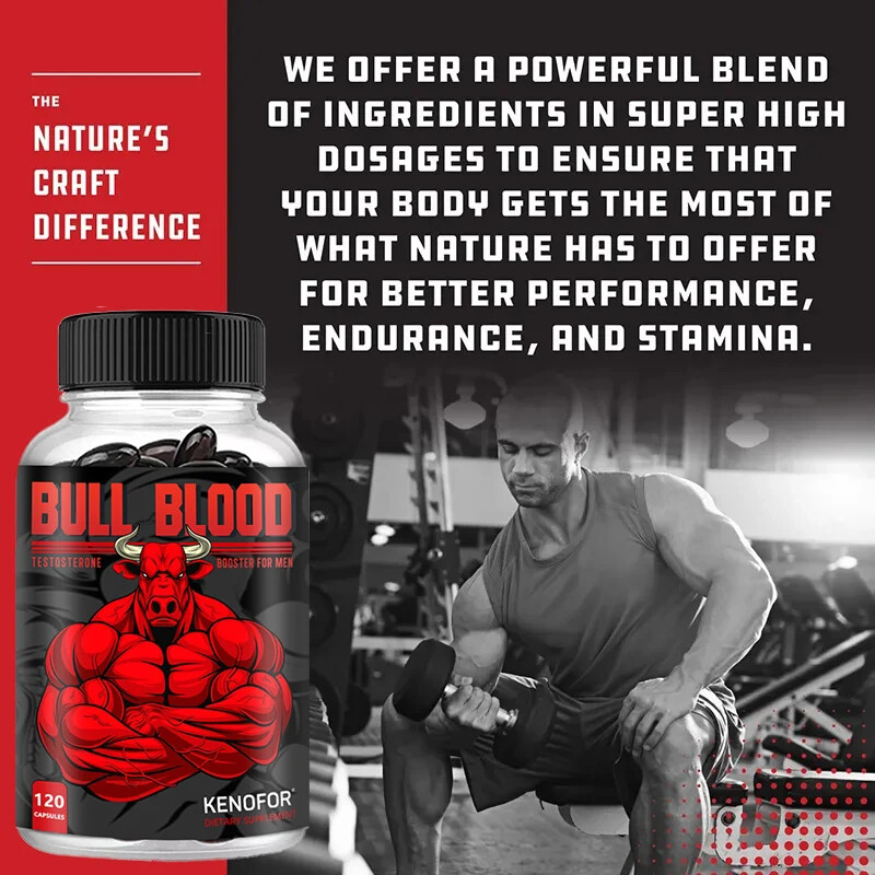 Bull Blood Male Enhancement Increase Size, Energy & Strength, 30/60/120 Capsules