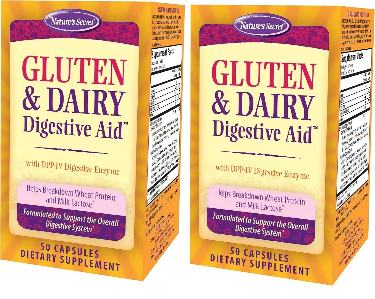 Nature’s Secret Gluten & Dairy Digestive Aid – 50 Capsules(pack of 2)exp 8/26