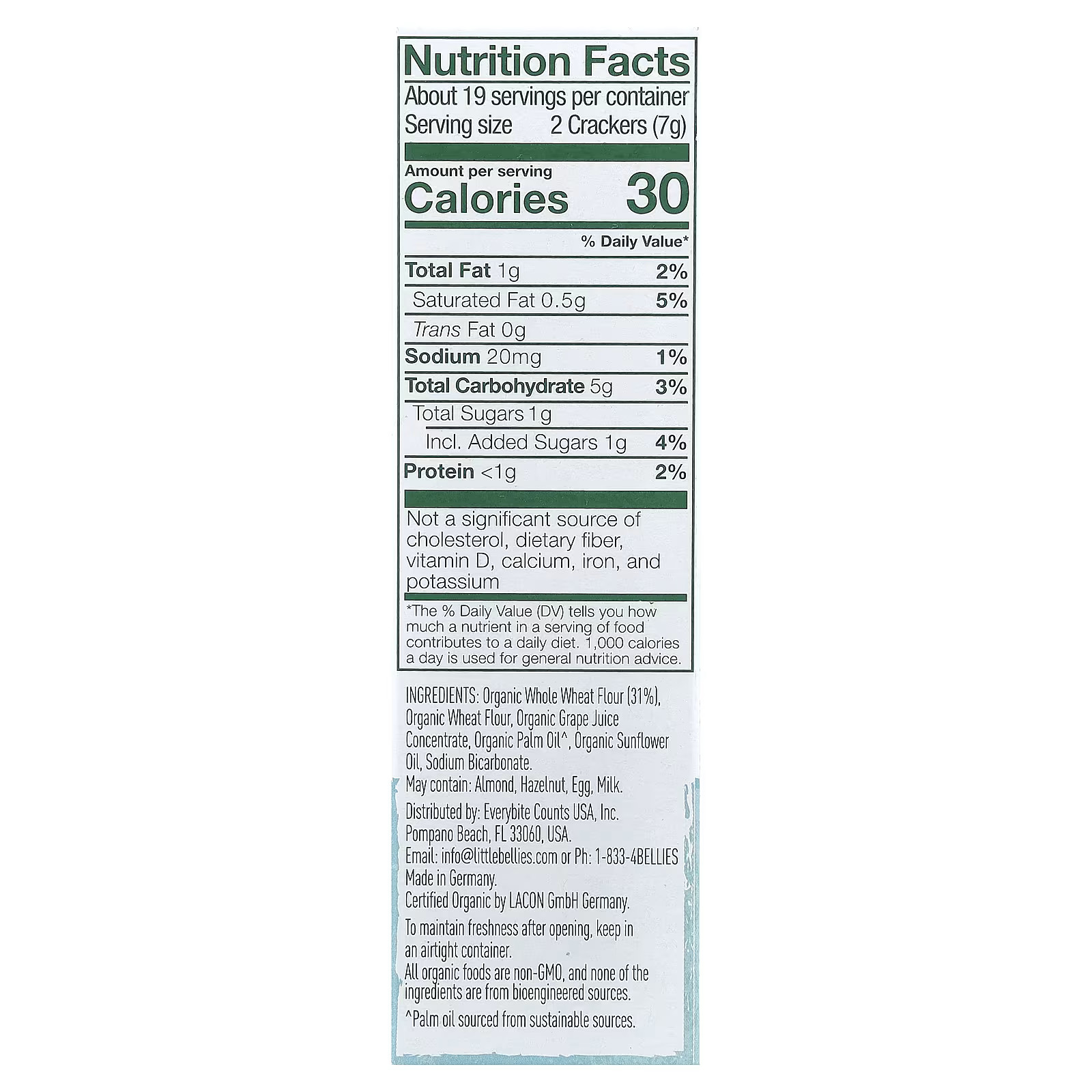Little Bellies Organic Animal Crackers 4.58 oz 130 g