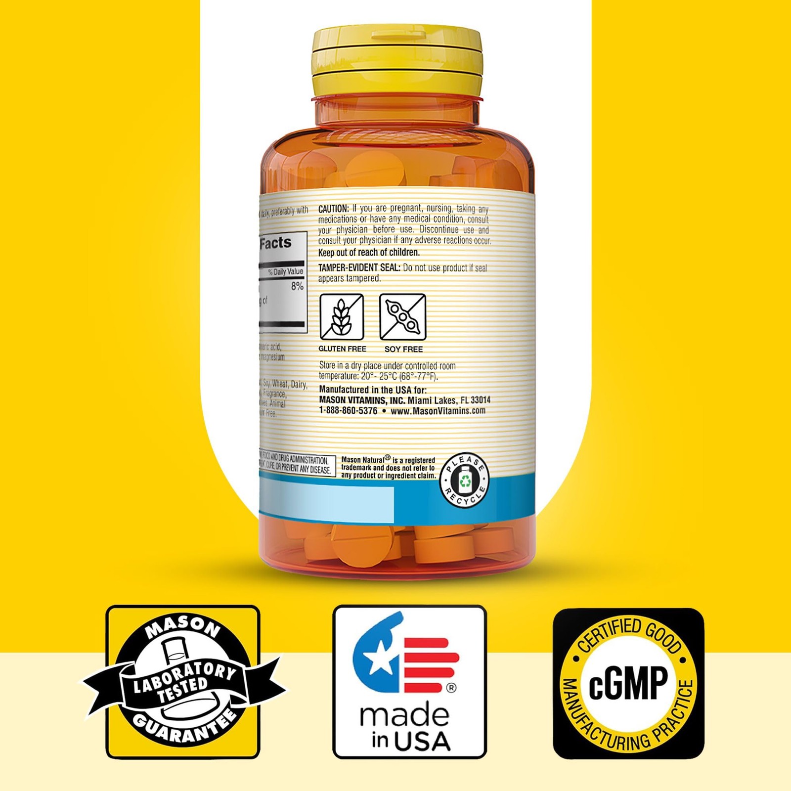 Mason Natural Magnesium Supplement 30mg 100 Count Easy to Swallow Tablets