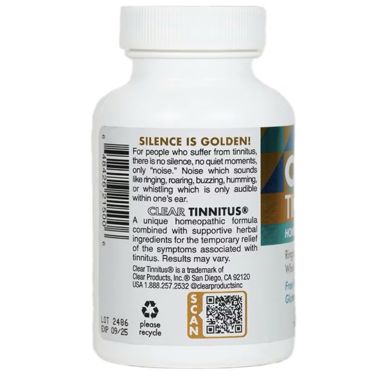 Clear Products Clear Tinnitus Dietary Supplement (60 Capsules) EXP 11/2028