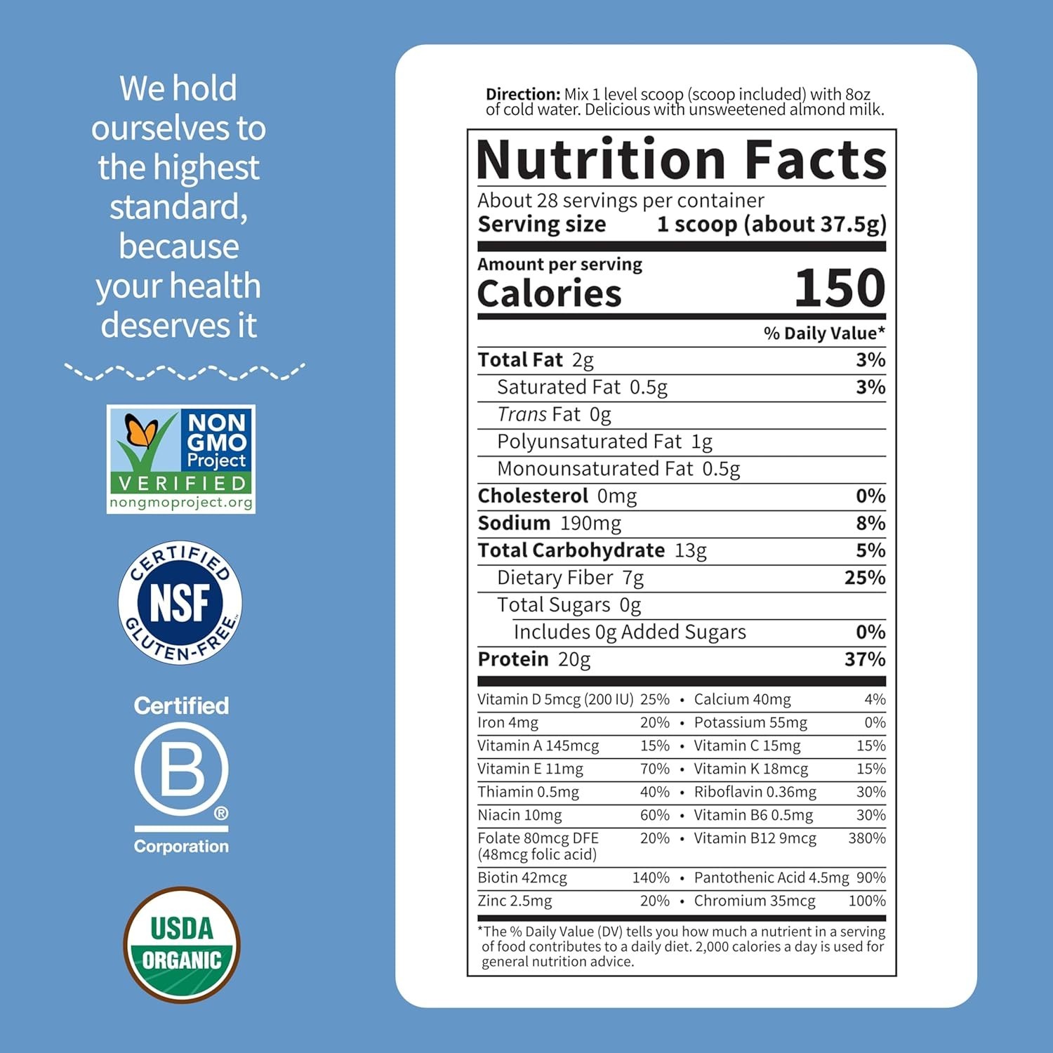 Garden of Life Meal Replacement Shakes, Raw Organic, Vanilla Protein Powder with