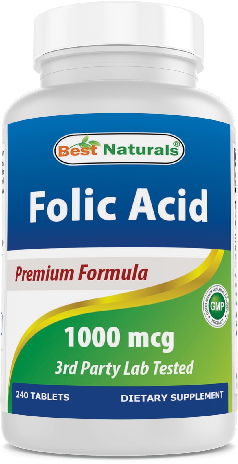 Best Naturals Folic Acid 1000 mcg (Vitamin B9), 240 240 Count (Pack of 1)