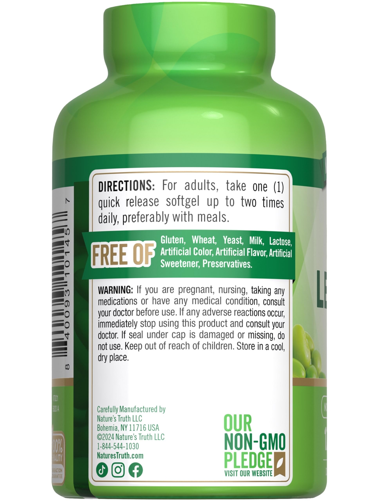 Soy Lecithin Supplement 120 Softgels 1200mg Non GMO Gluten Free Choline Inositol