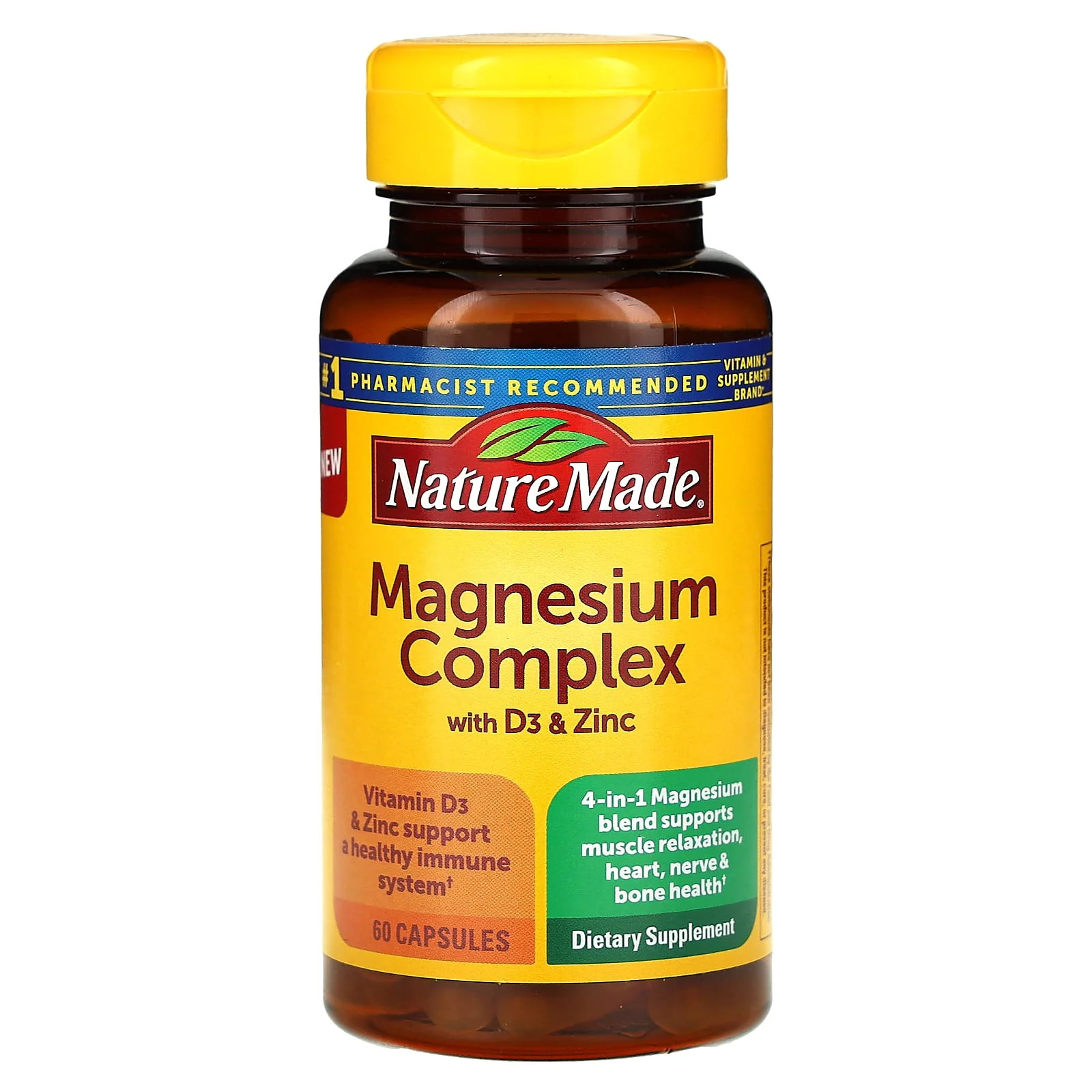 2 X Nature Made, Magnesium Complex with D3 & Zinc, 60 Capsules