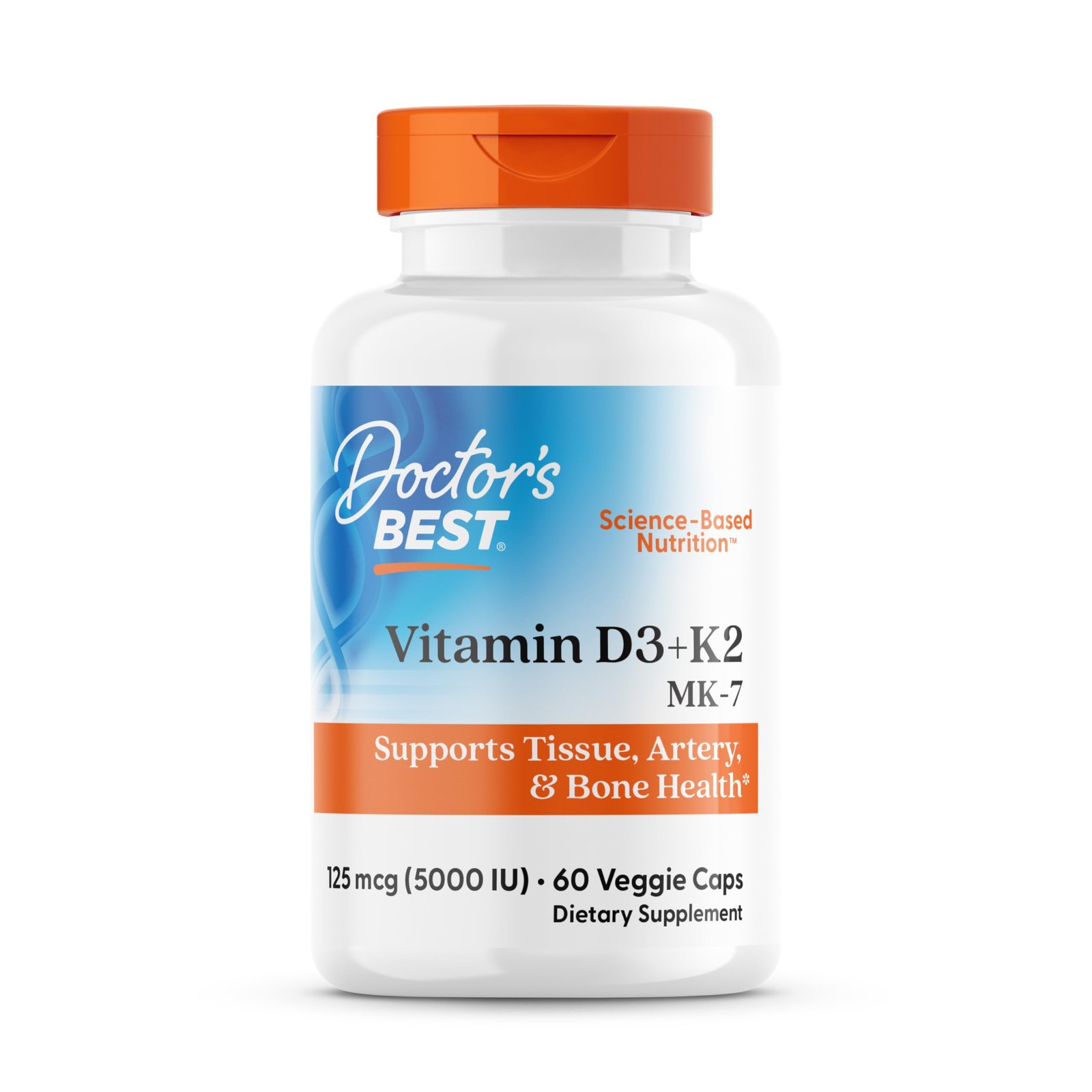 Doctor’s Best Vitamin D3 and K2 Supplement for 60 Count (Pack of 1), No Color