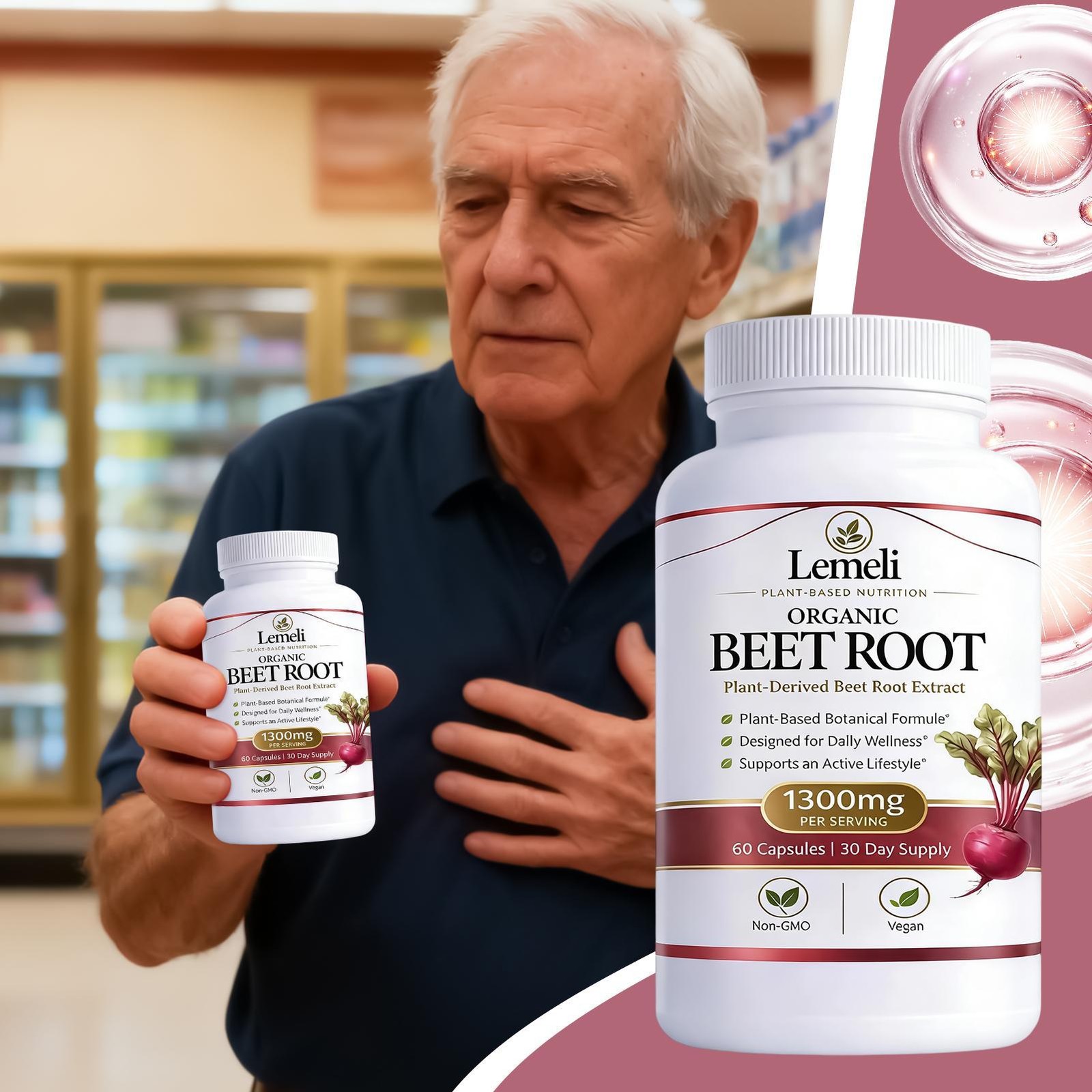 Organic Beet Root 1300mg Per Serving with Beet Root, Vitamin C & Black Pepper