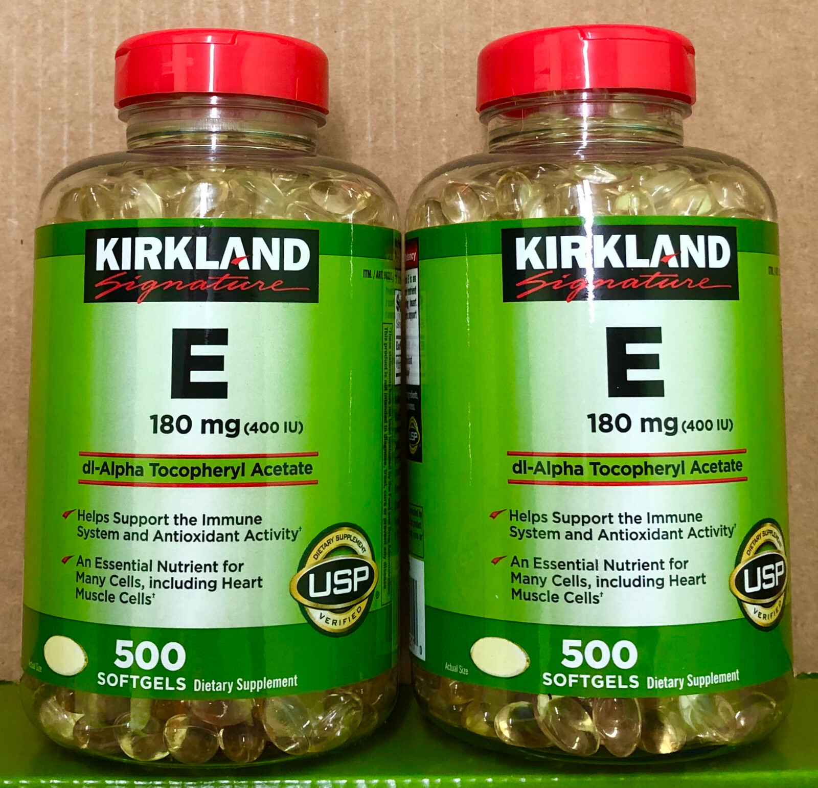 Kirkland Signature Vitamin E 400 IU, 500 Softgels Each, (2 Packs), Exp 01/2027