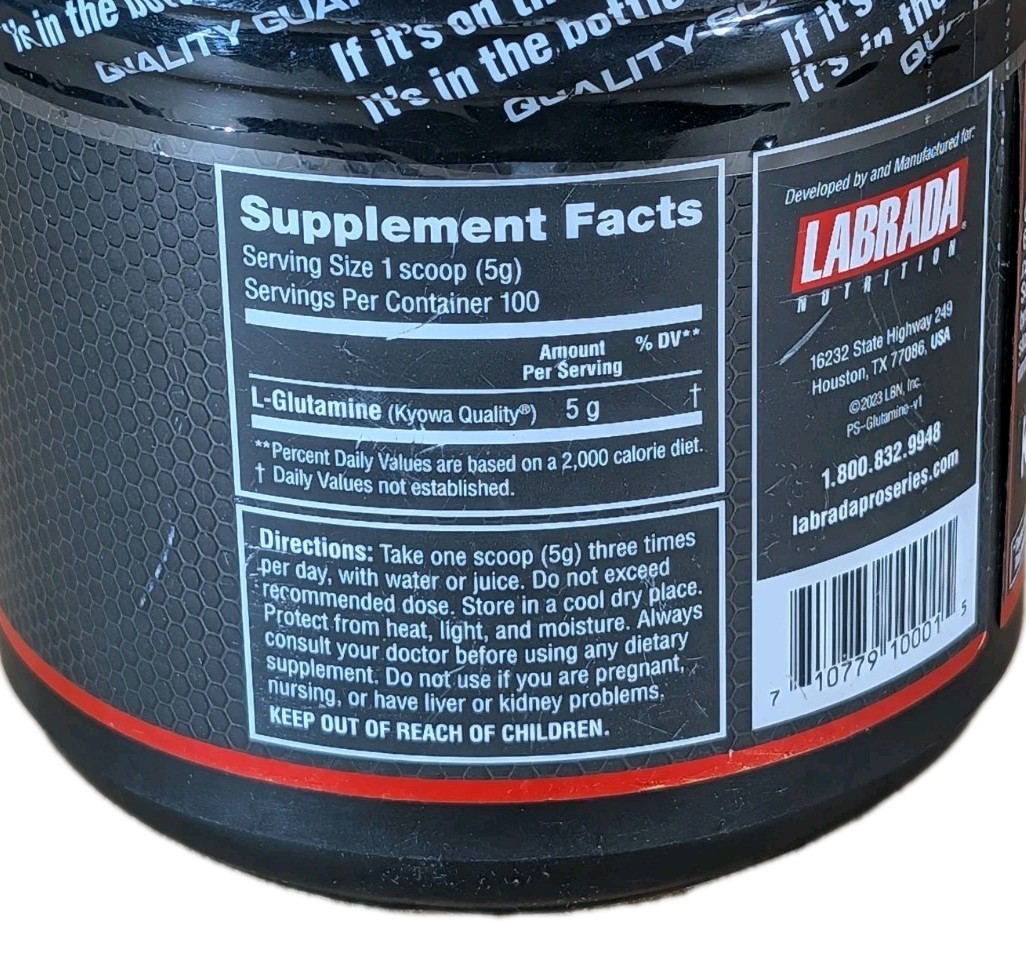 Labrada Pro Series Glutamine Recovery 100 Servings 500 Grams Exp 5/2027