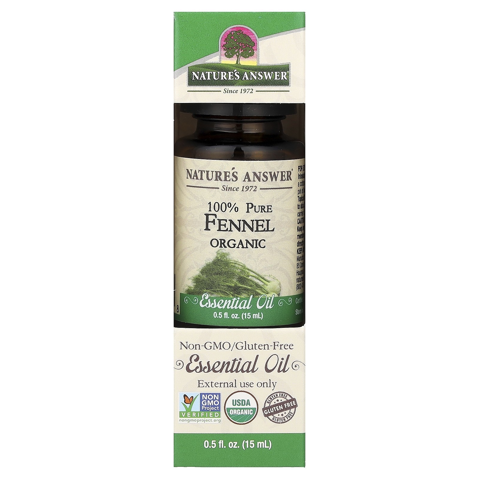 100% Pure Organic Essential Oil, Fennel, 0.5 fl oz (15 ml)