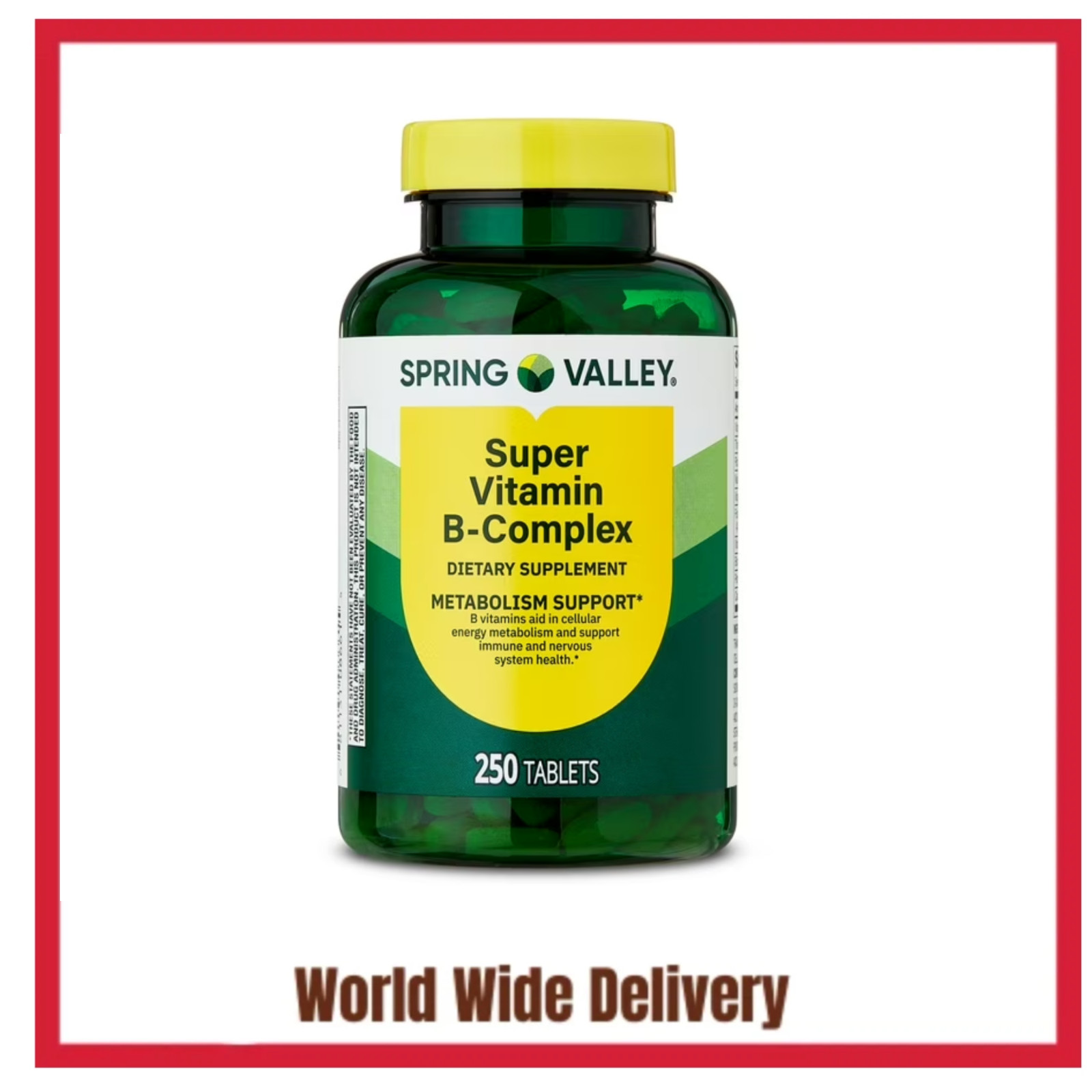 Spring Valley Super Vitamin B-Complex, 250 Count, Dietary Supplement Tablets