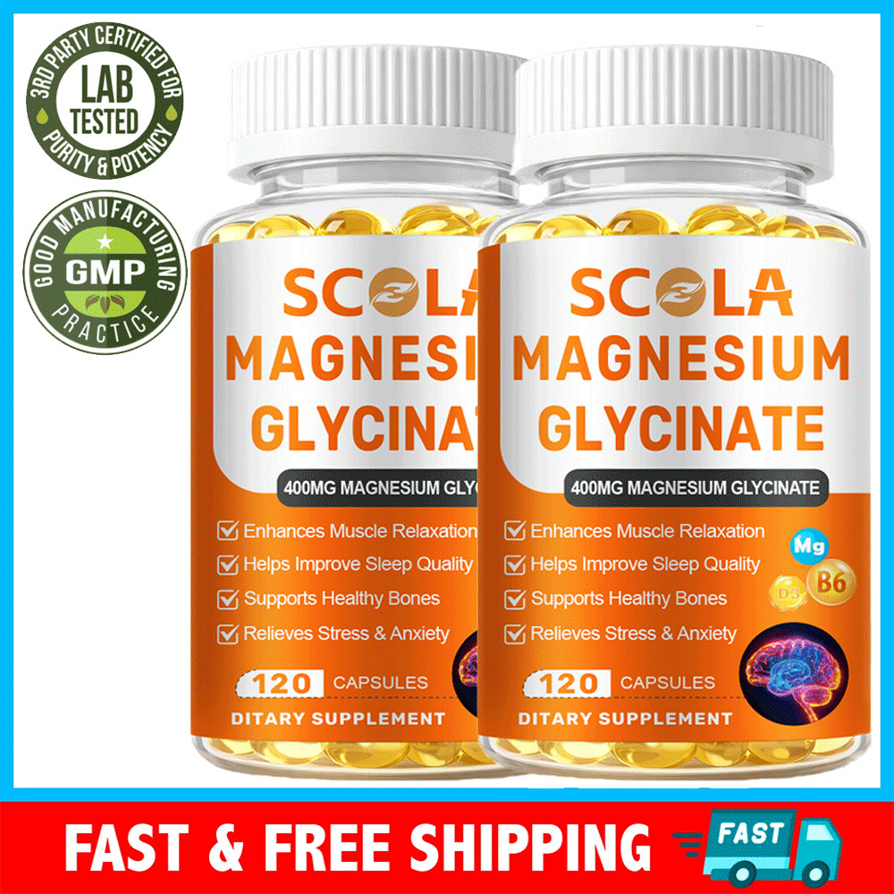 400MG Magnesium Glycinate High Absorption,Improved Sleep,Stress, Anxiety Relief