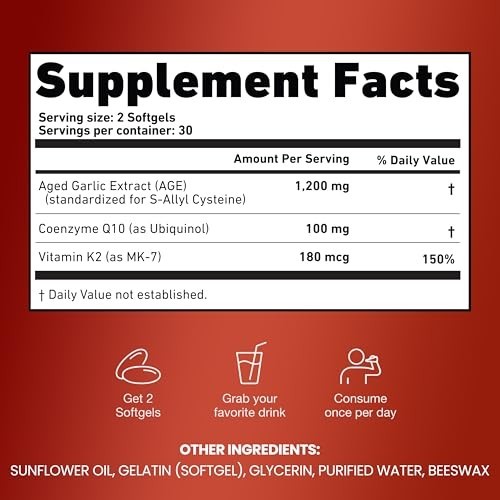 Resilia Garlic Extract 1200mg Softgels (60 Count) – Odorless Aged Garlic Extract