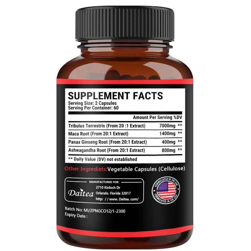 Tribulus Terrestris+Maca Improve Energy Endurance Support Movement 30-120 Pills