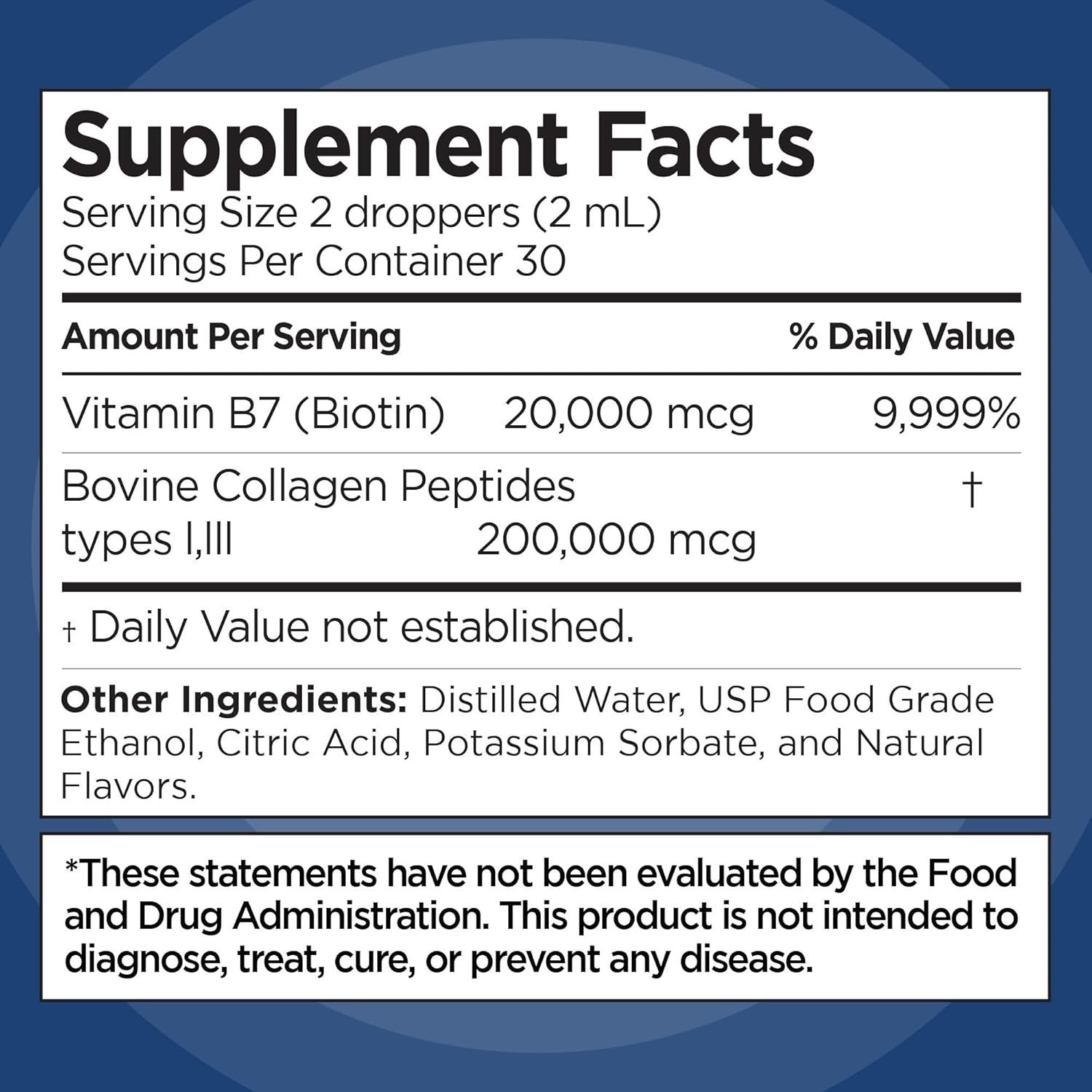 Liquid Collagen & Biotin Drops 2oz | Hair Skin Nail Support | Vanilla Flavor