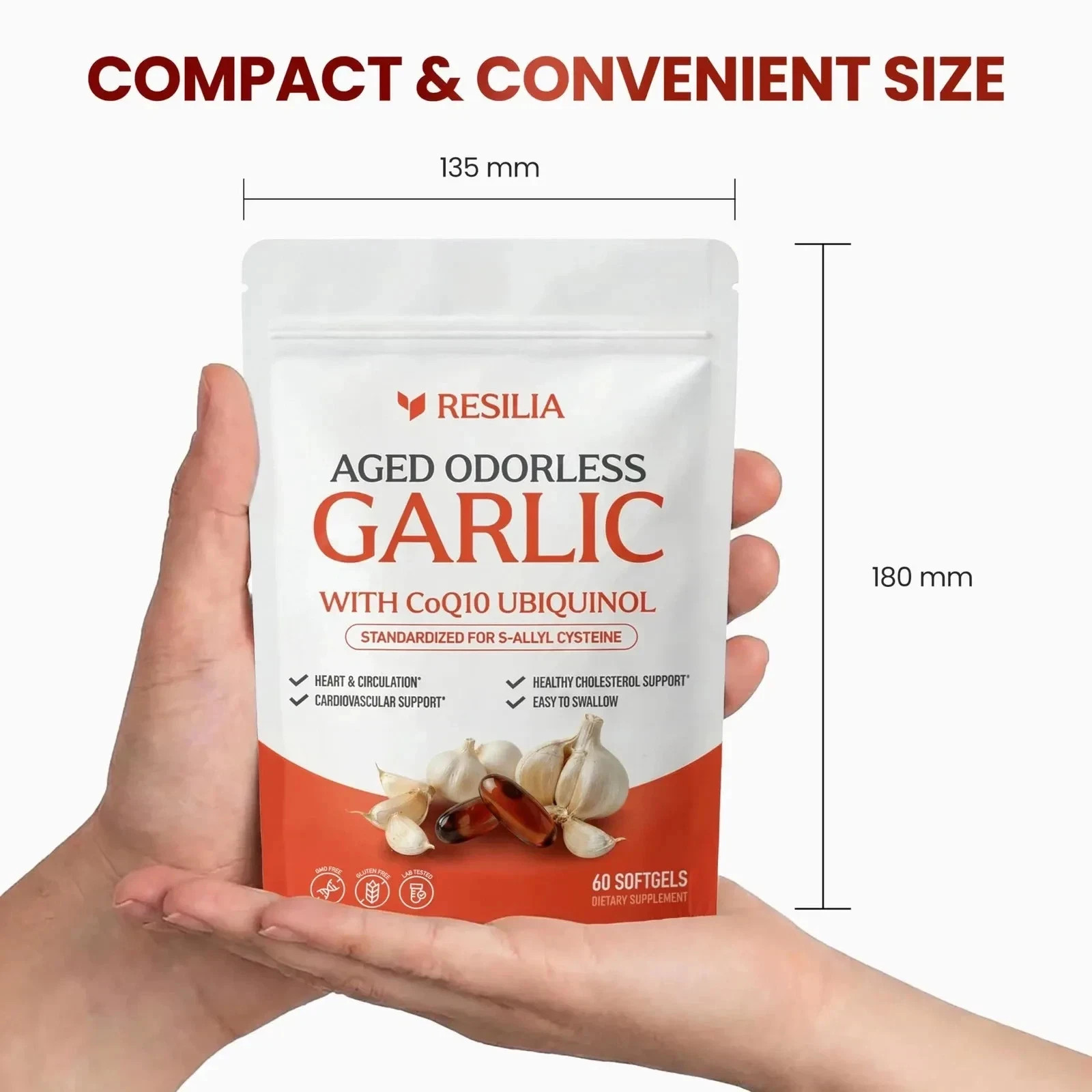 Resilia Garlic Extract 600mg Softgels (60 Count) – Odorless Aged Garlic Extra…